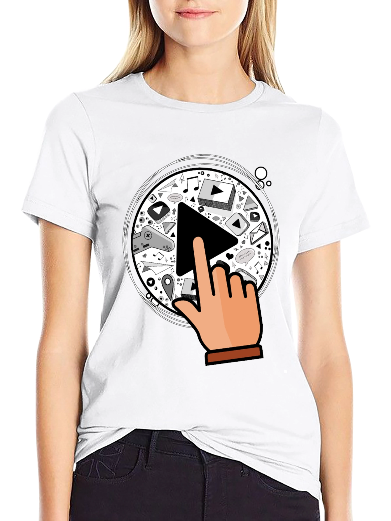 Play Button Graphic Black T-Shirt