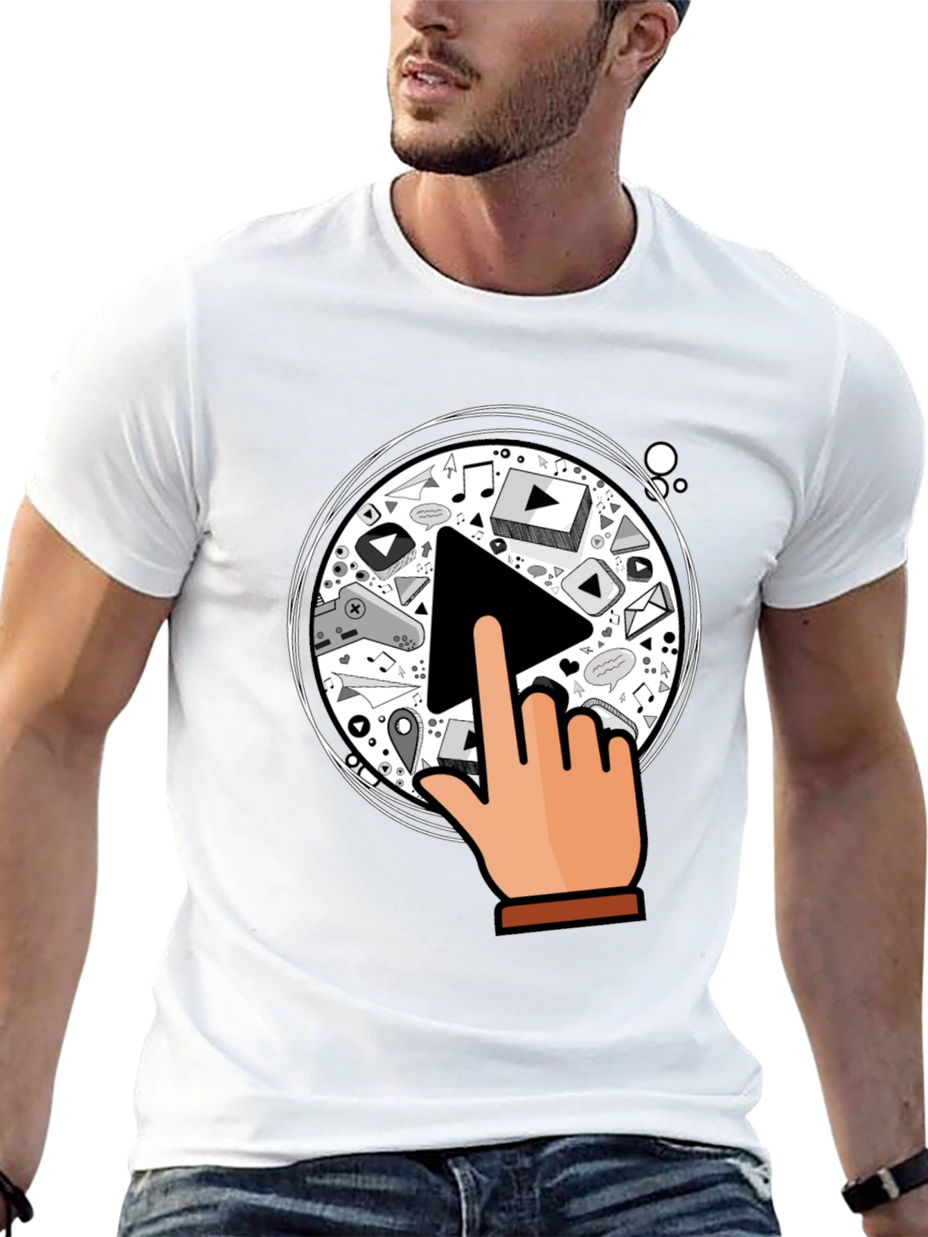 Play Button Graphic Black T-Shirt