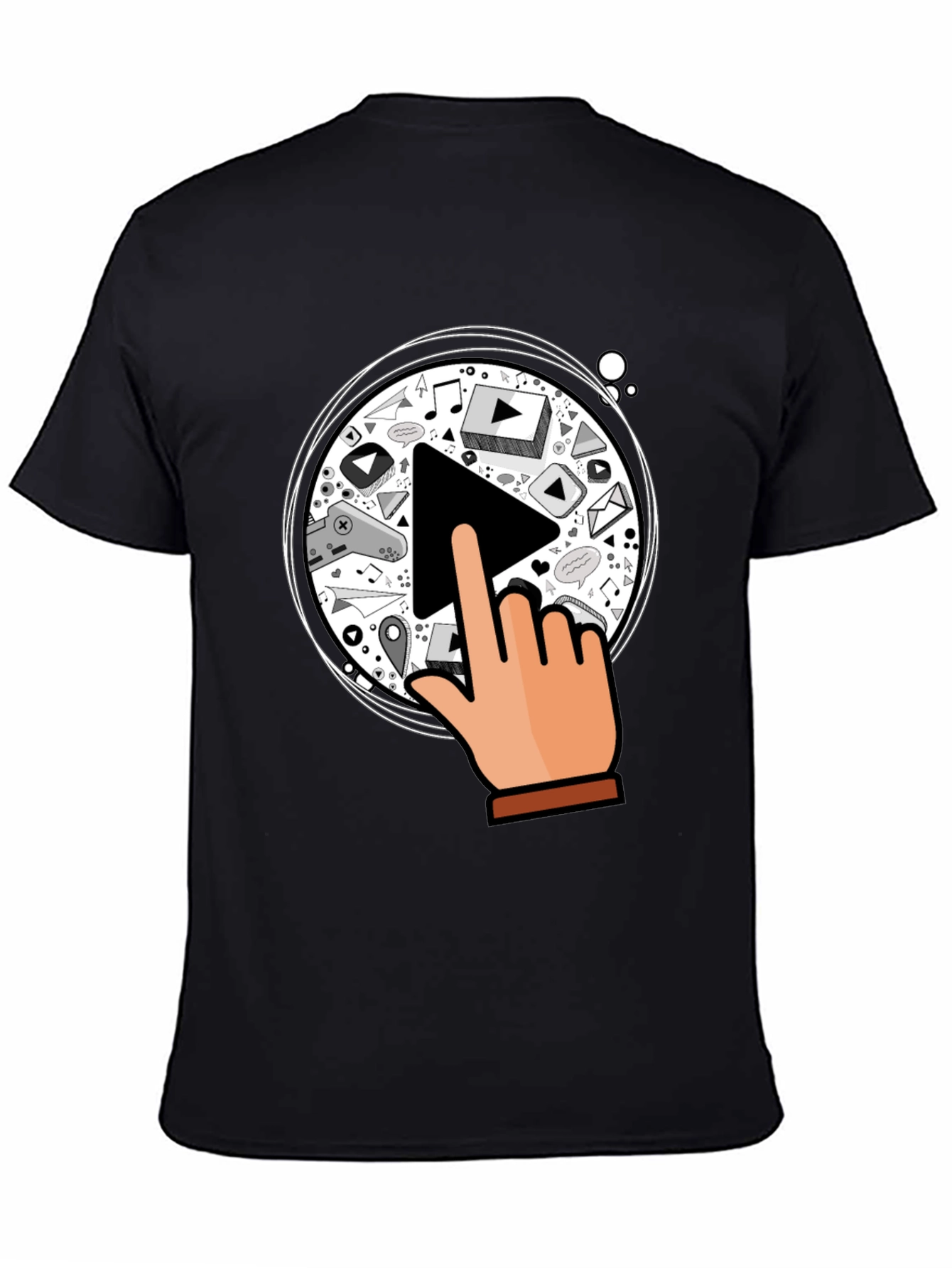 Play Button Graphic Black T-Shirt