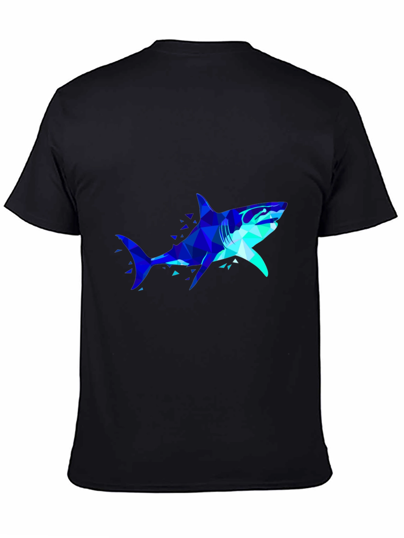 Geometric Shark Graphic Tee - Black