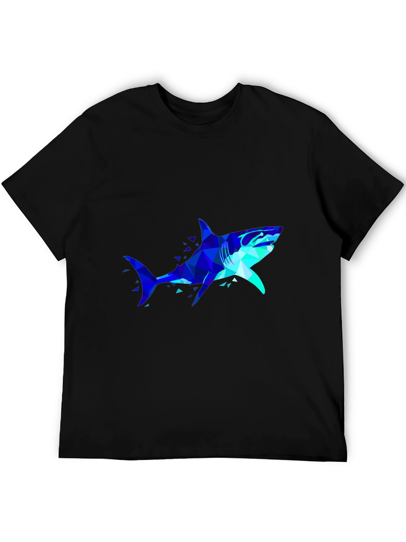 Geometric Shark Graphic Tee - Black