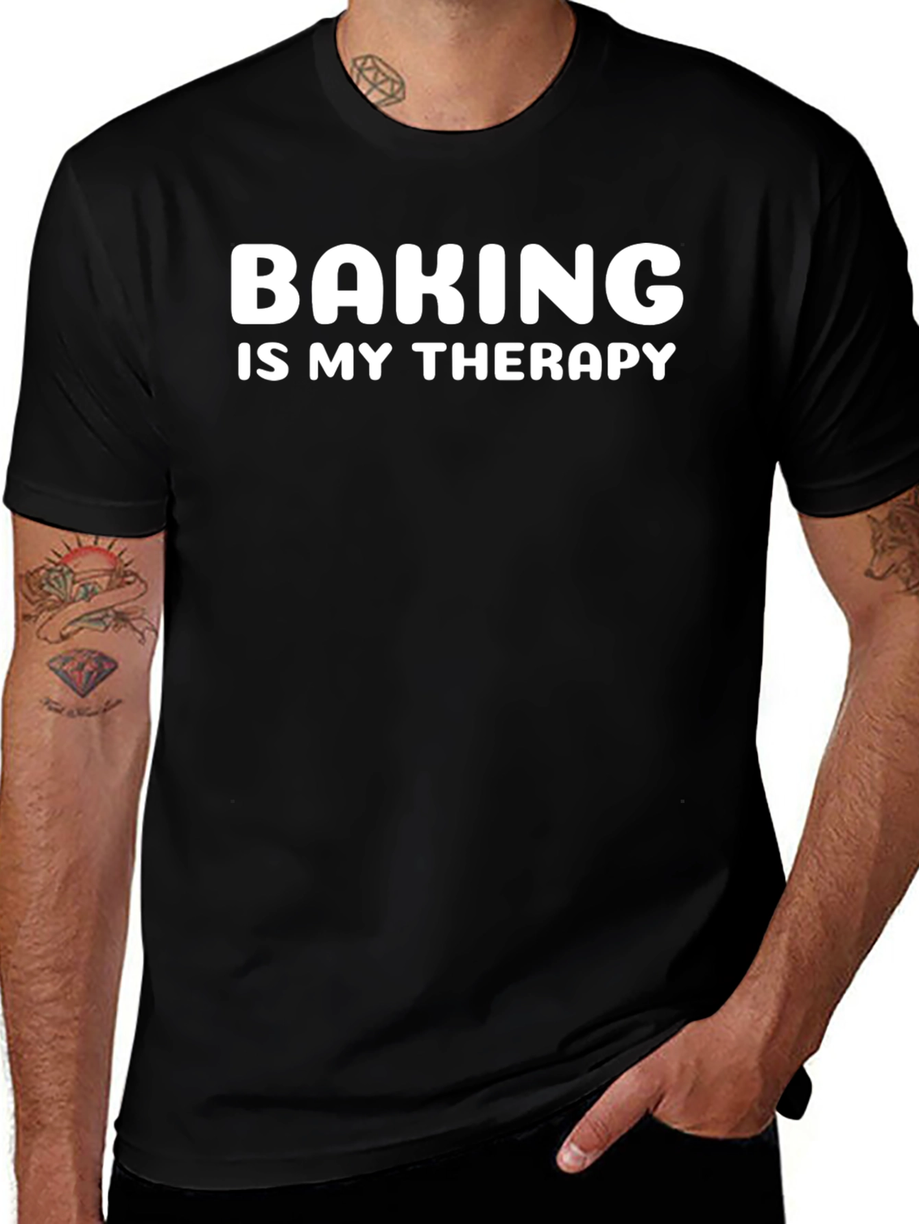 Baking is My Therapy Graphic Tee - Black