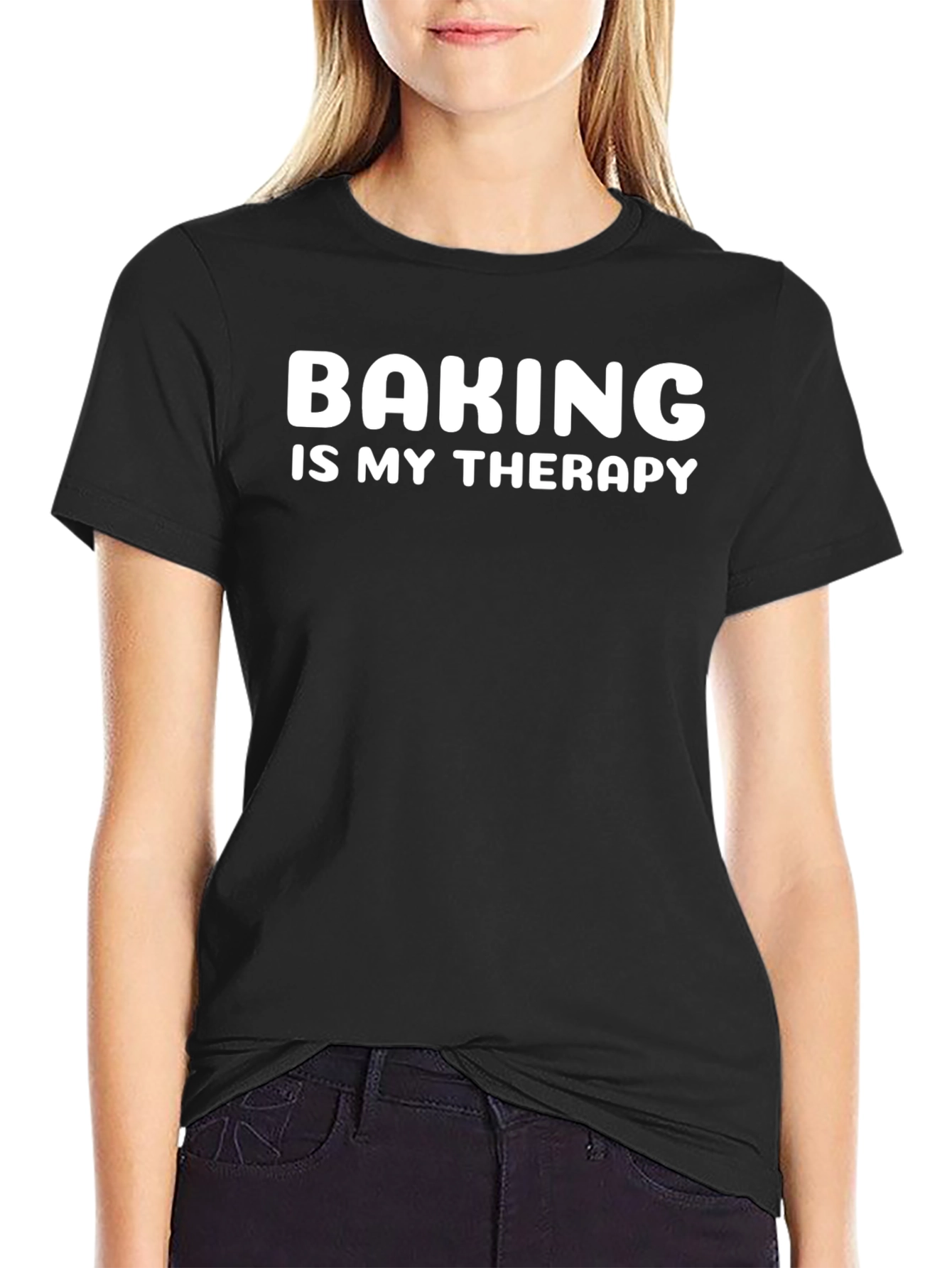 Baking is My Therapy Graphic Tee - Black