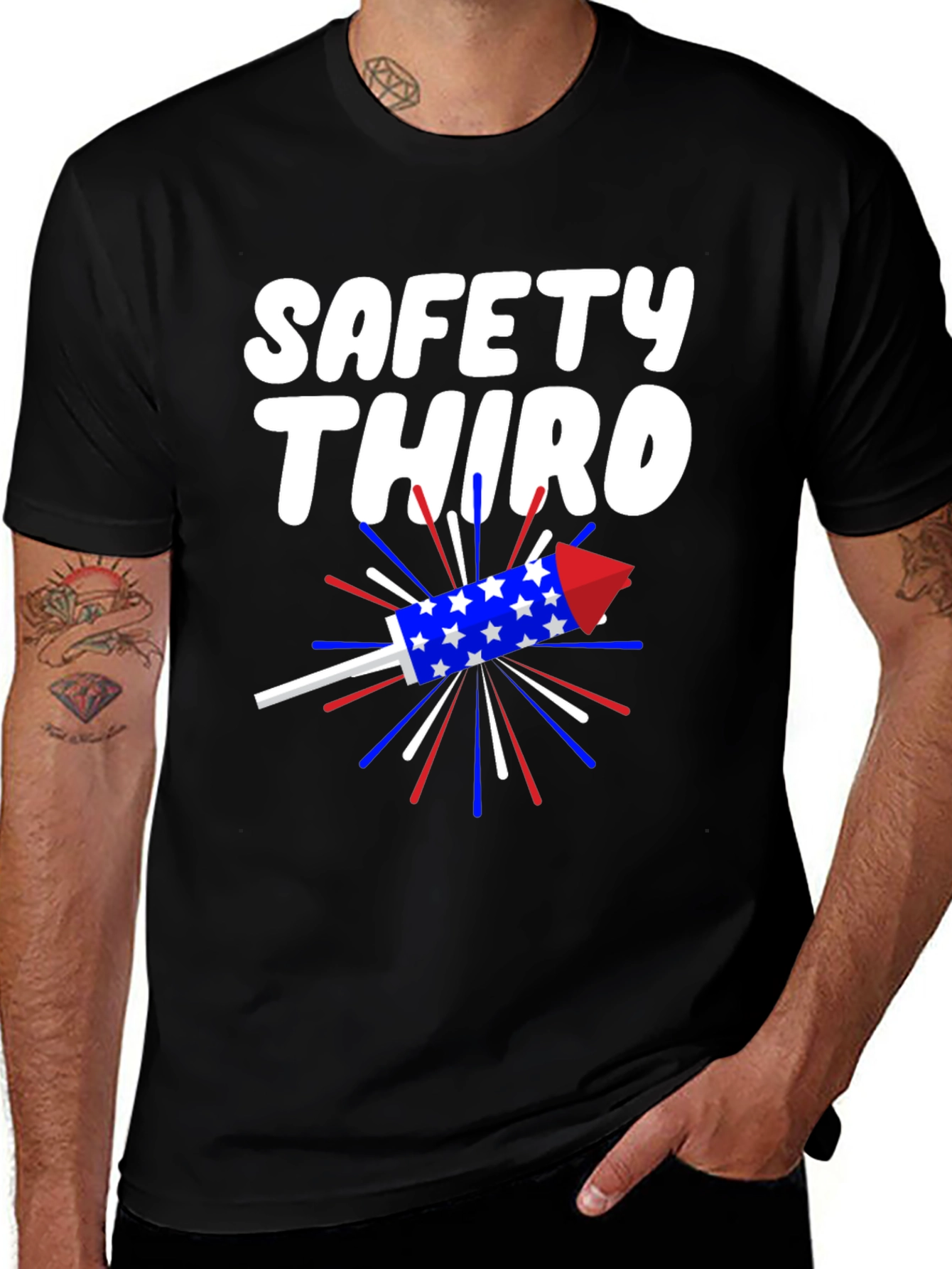 Safety Third T-Shirt Patriotic Rocket Tee