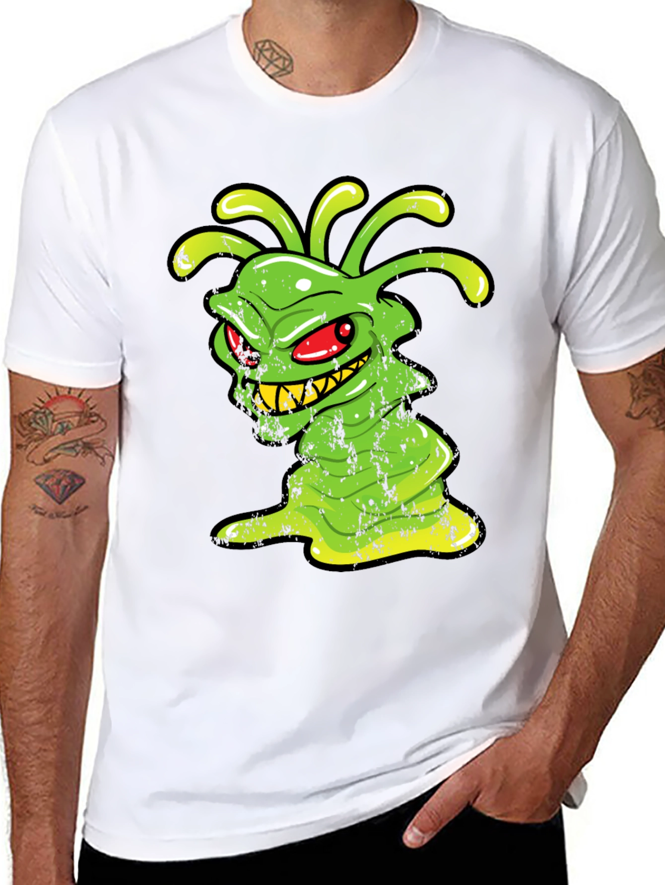 Green Alien Monster Graphic T-Shirt