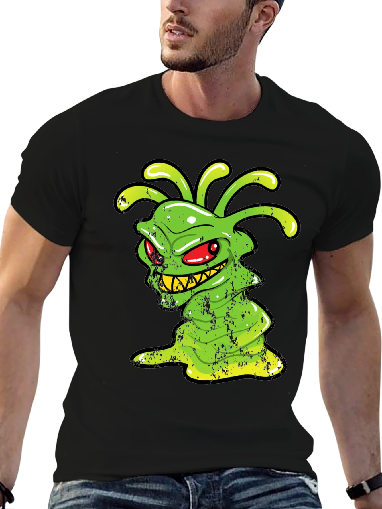 Green Alien Monster Graphic T-Shirt