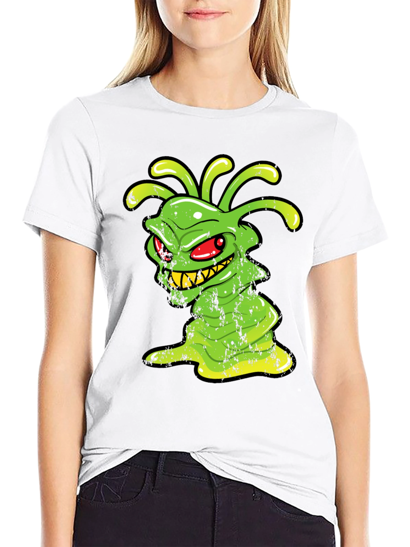 Green Alien Monster Graphic T-Shirt