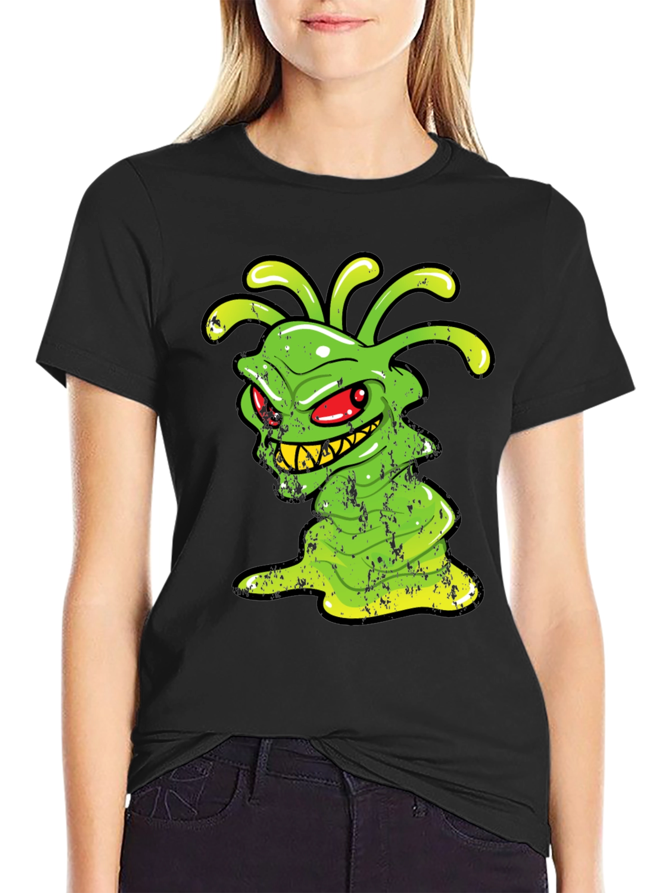 Green Alien Monster Graphic T-Shirt