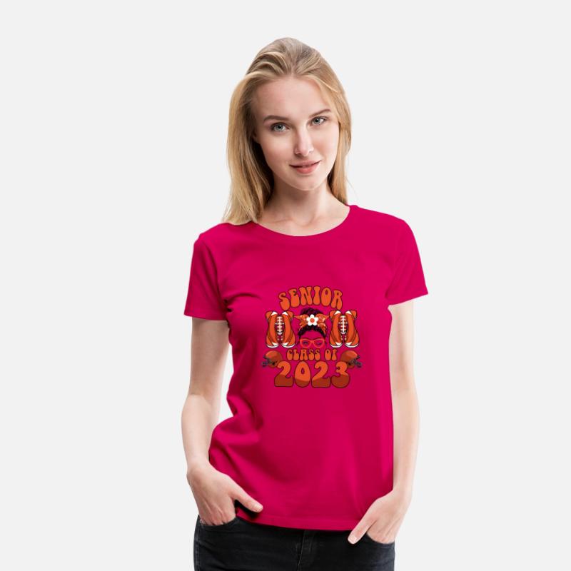 Groovy Senior Mom Class Of 2023 Football Messy Bun