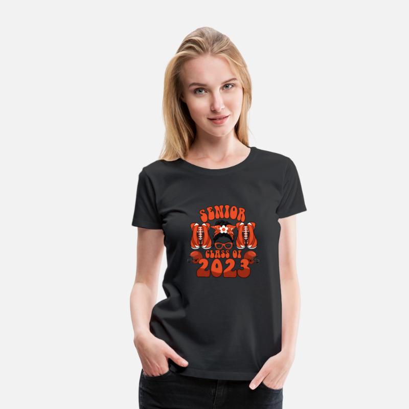 Groovy Senior Mom Class Of 2023 Football Messy Bun