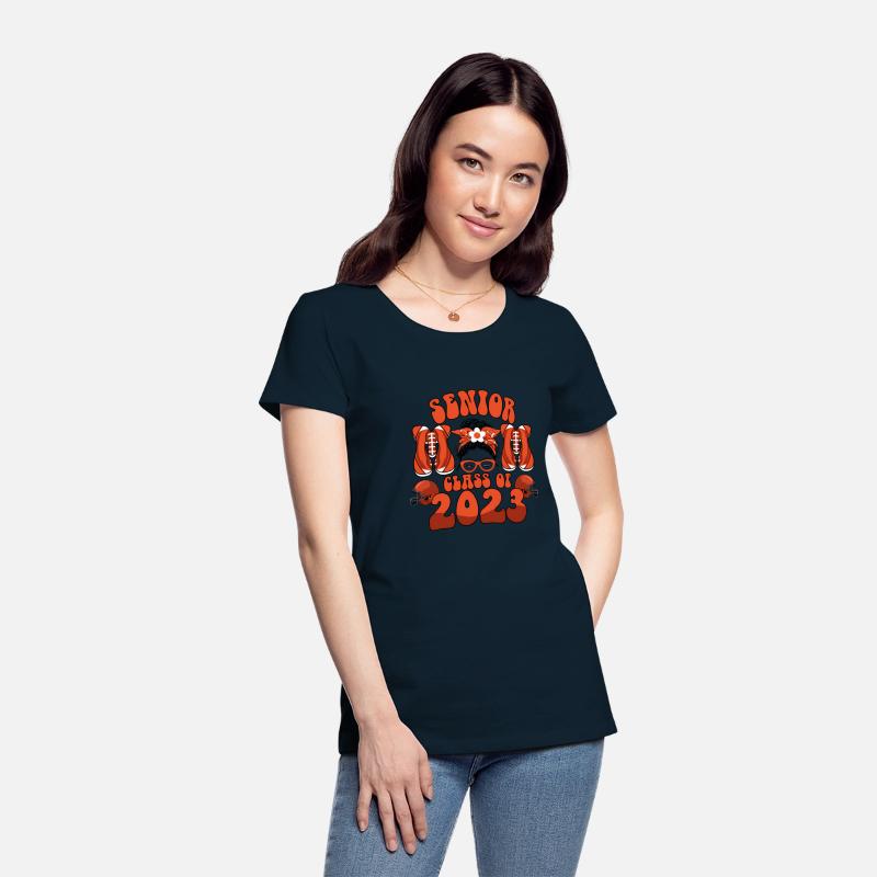 Groovy Senior Mom Class Of 2023 Football Messy Bun