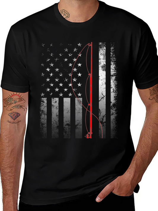 American Flag Fishing T-Shirt - Patriotic Angler Apparel