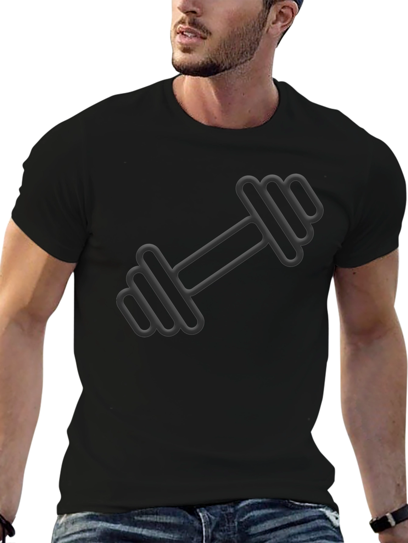 Gym Life Black T-Shirt - Dumbbell Design