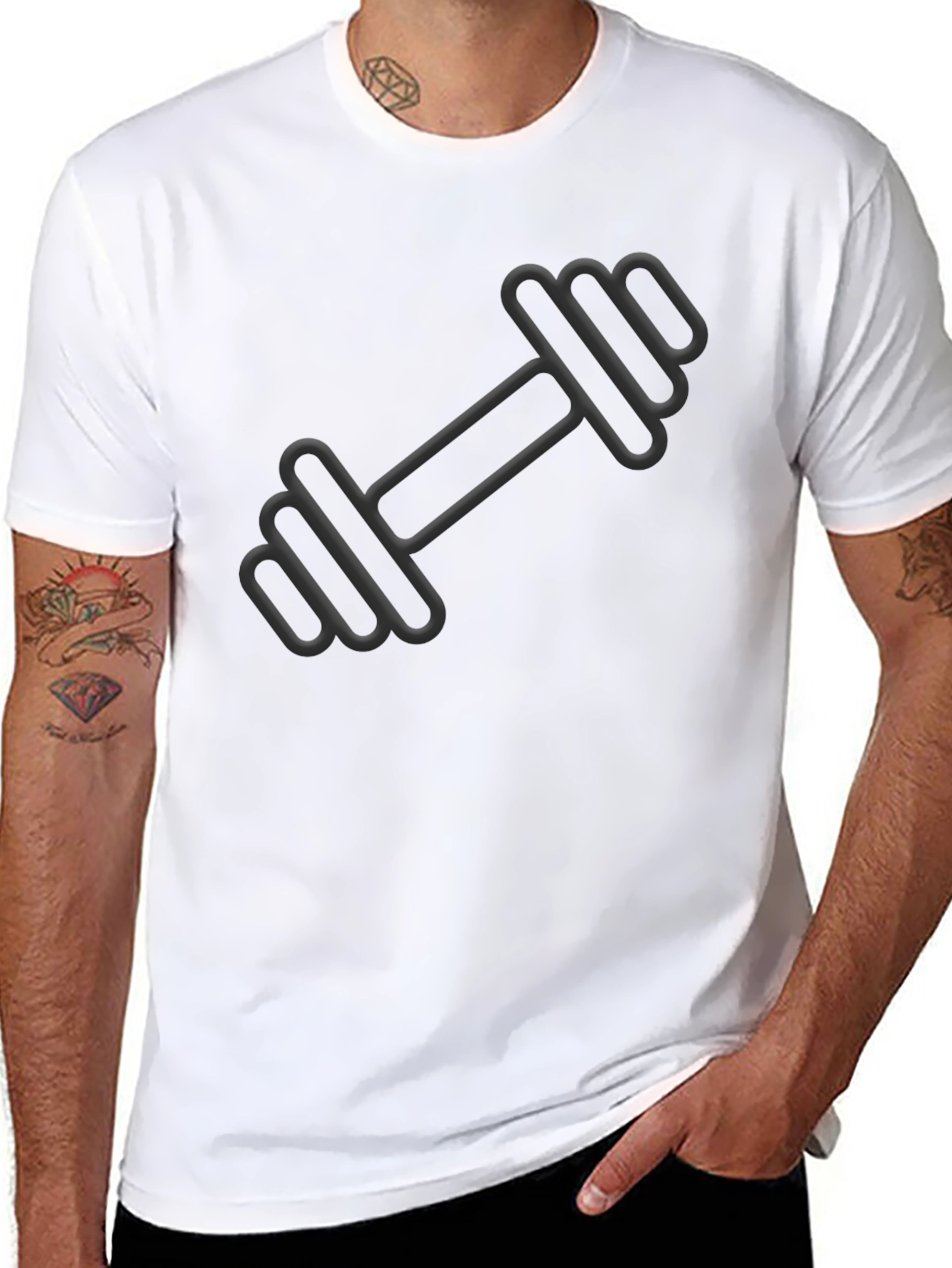 Gym Life Black T-Shirt - Dumbbell Design