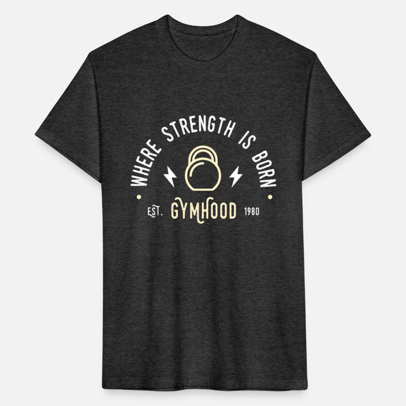 GYMHOOD WHERE STRENGTH IS BORN FITNESS GYM T SHIRT