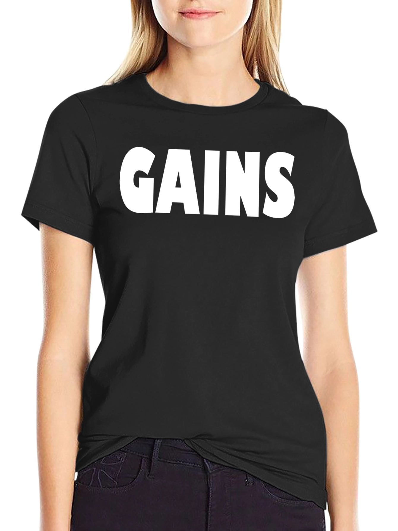 GAINS Graphic T-Shirt - Black Gym Fitness Tee