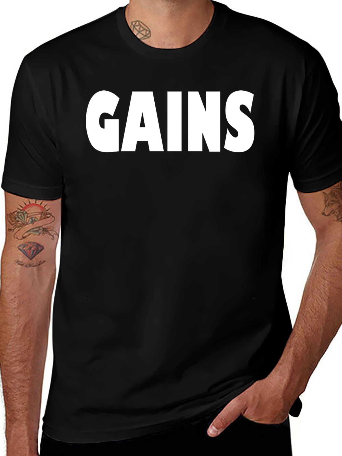 GAINS Graphic T-Shirt - Black Gym Fitness Tee