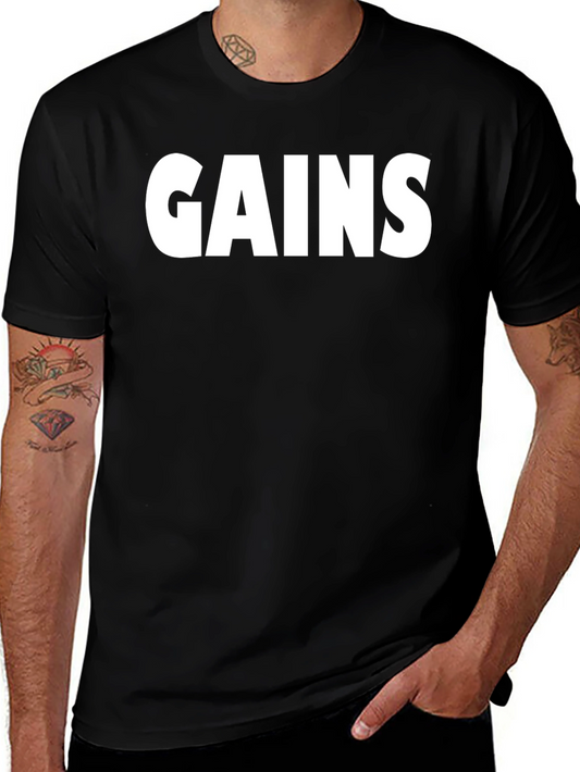GAINS Graphic T-Shirt - Black Gym Fitness Tee