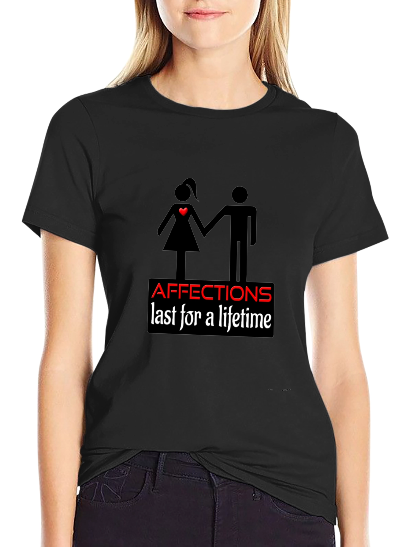 Affection Lasts a Lifetime Graphic Black T-Shirt