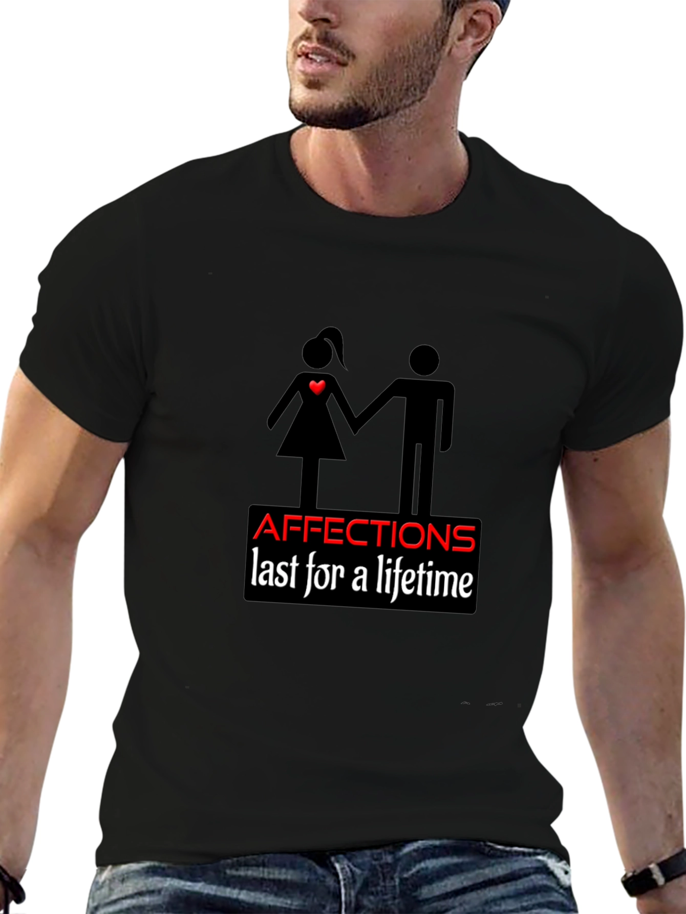Affection Lasts a Lifetime Graphic Black T-Shirt