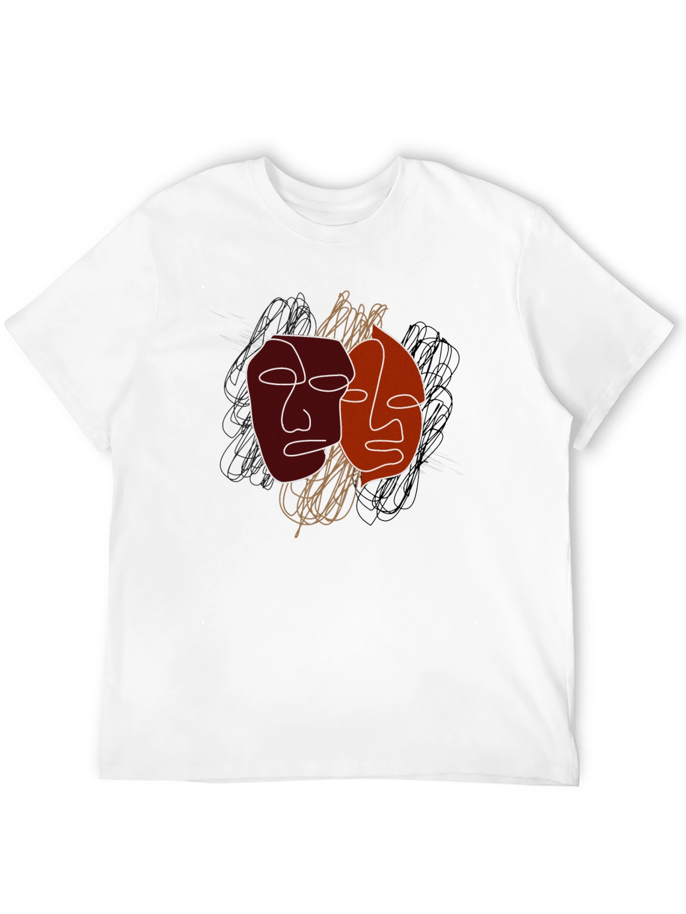 Abstract Faces Graphic Tee - Modern Art Shirt