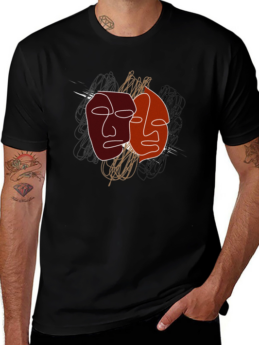 Abstract Faces Graphic Tee - Modern Art Shirt