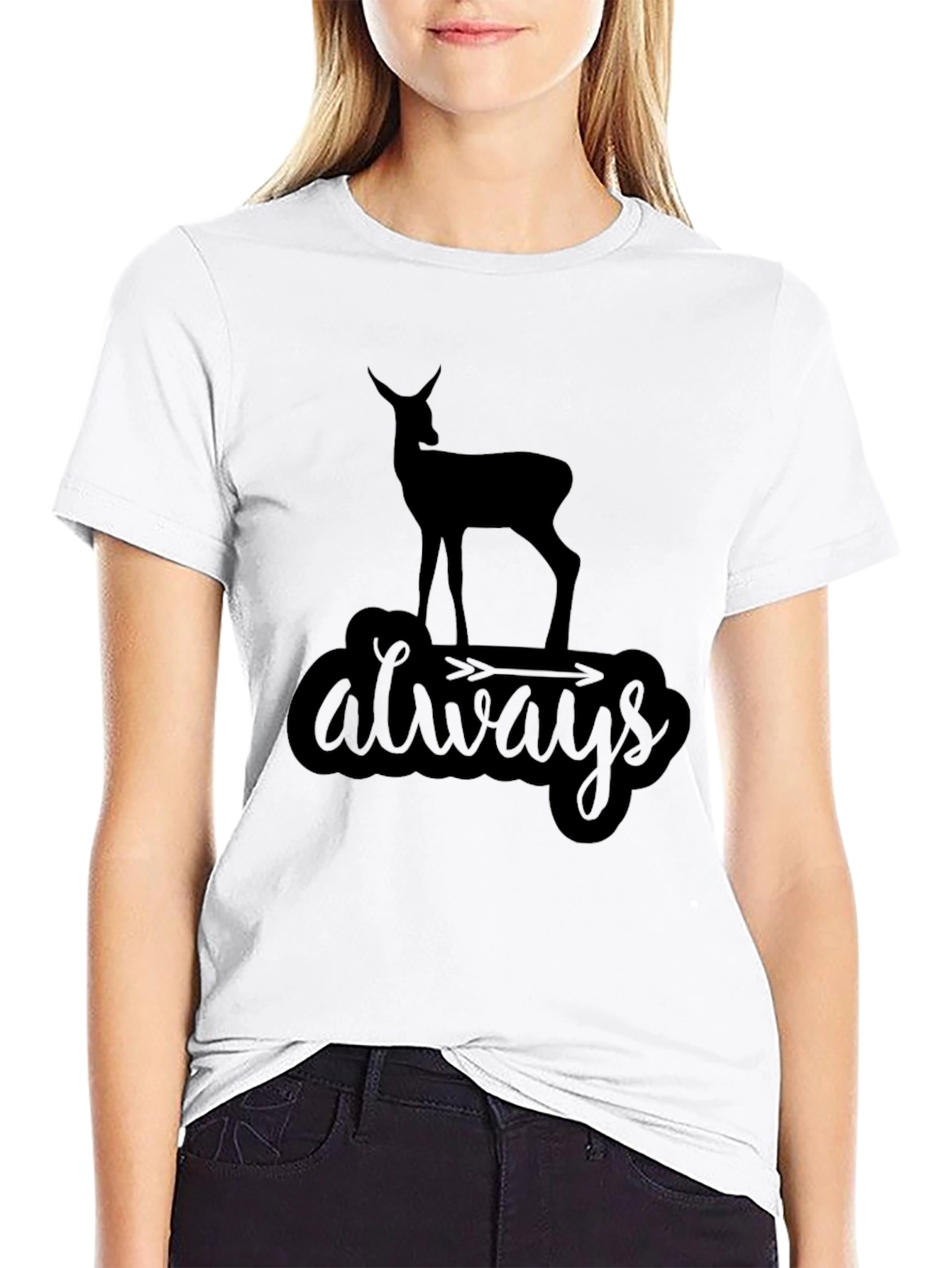Always Deer Black Graphic Tee