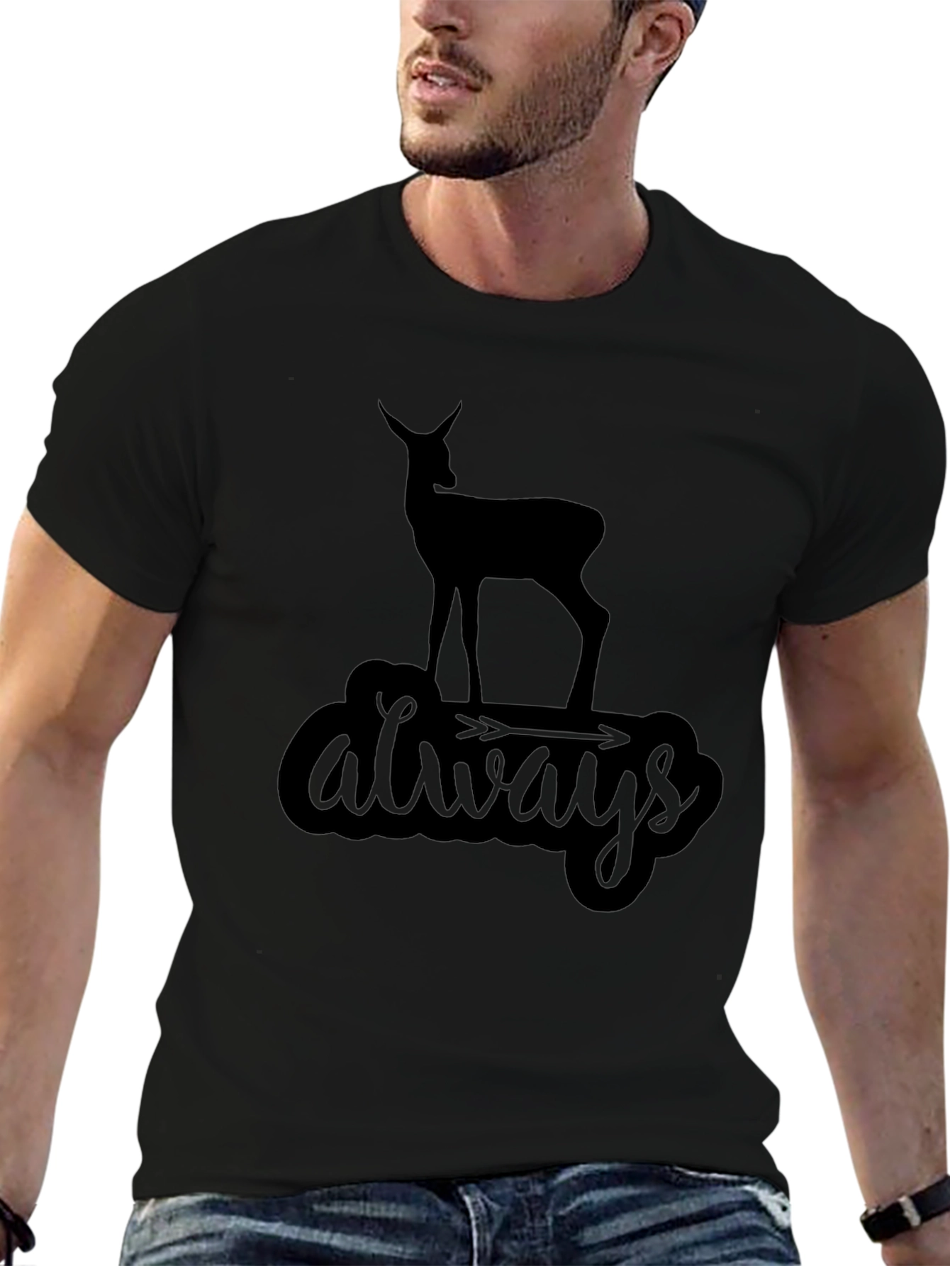 Always Deer Black Graphic Tee