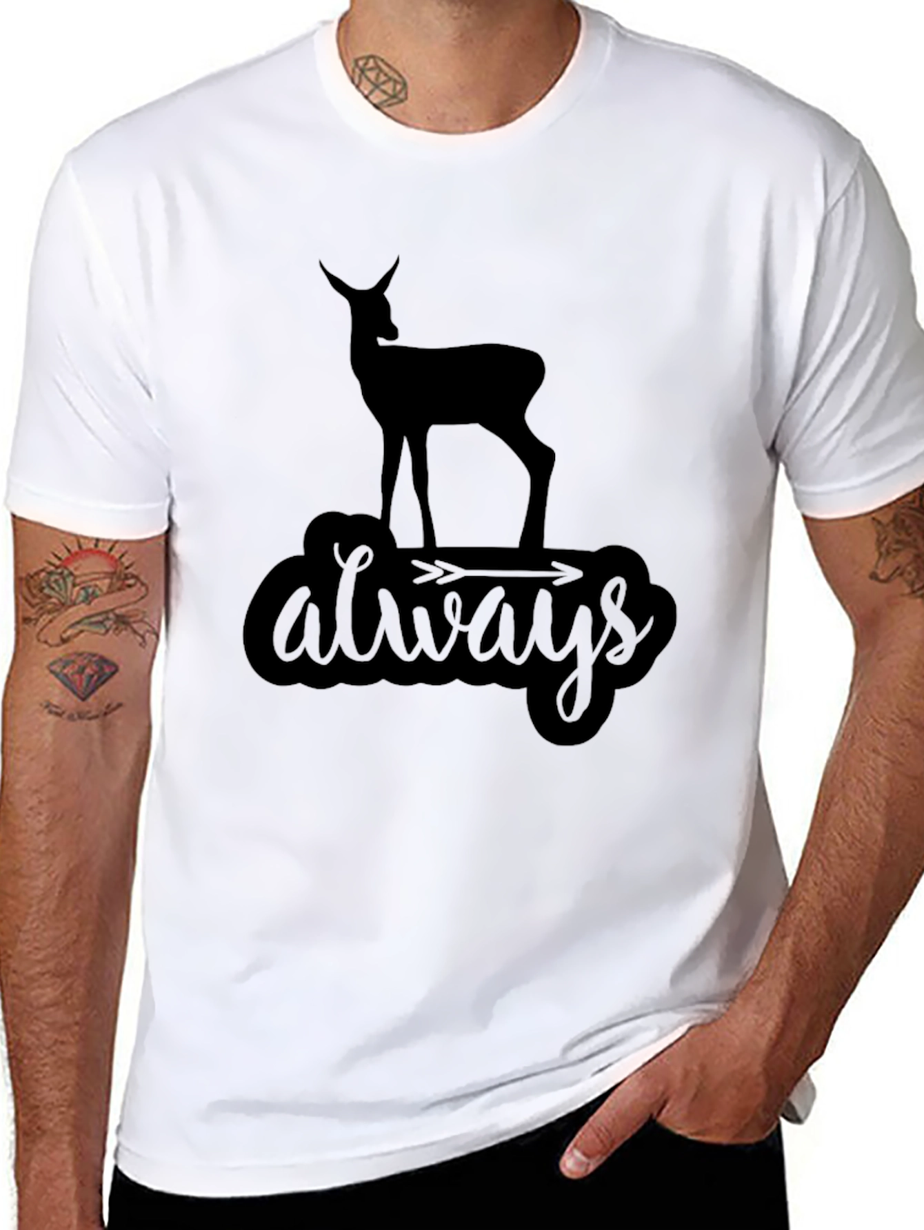 Always Deer Black Graphic Tee