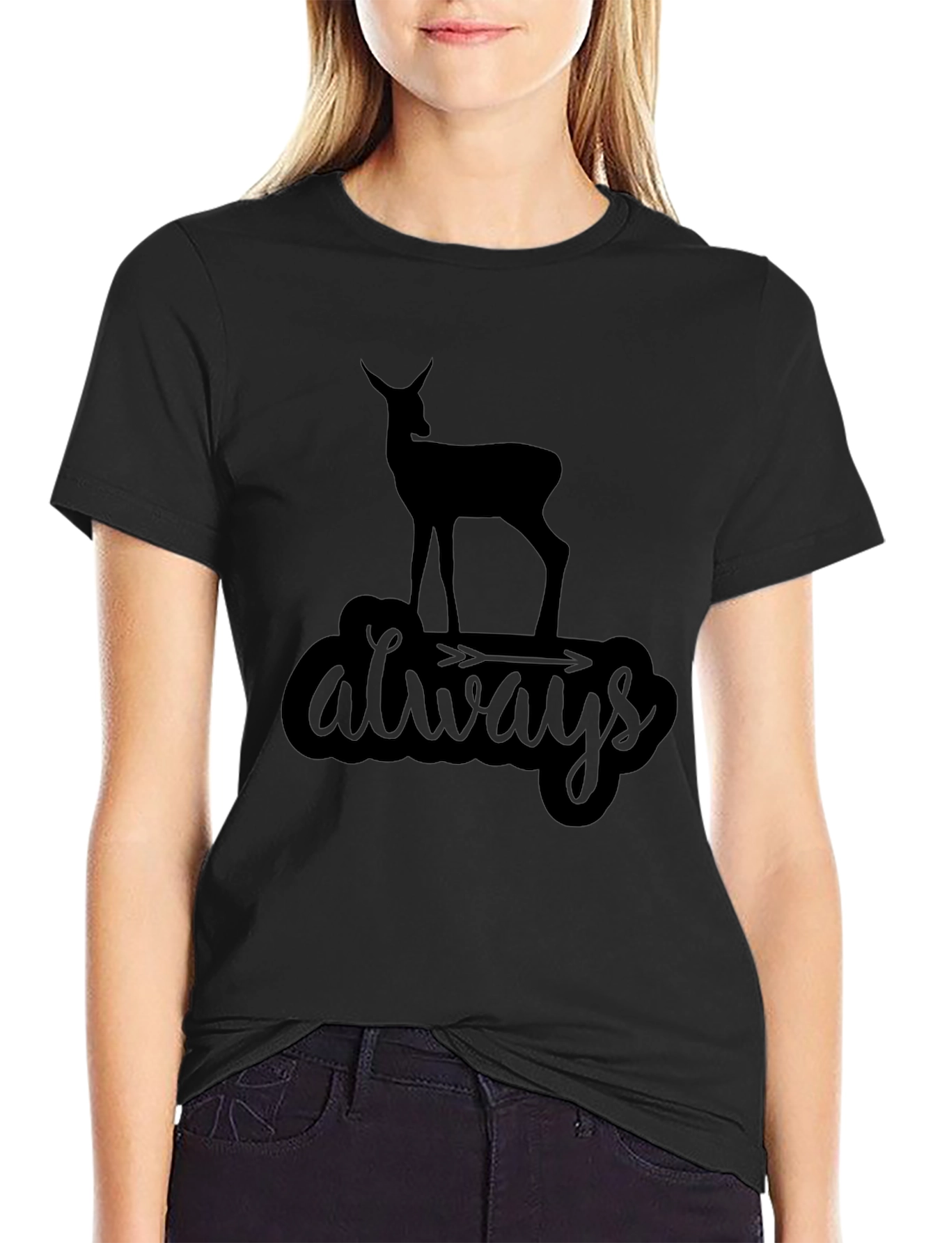 Always Deer Black Graphic Tee