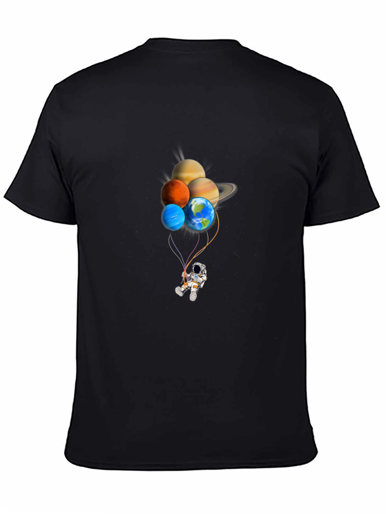 Astronaut Planet Balloon Graphic Tee - Black