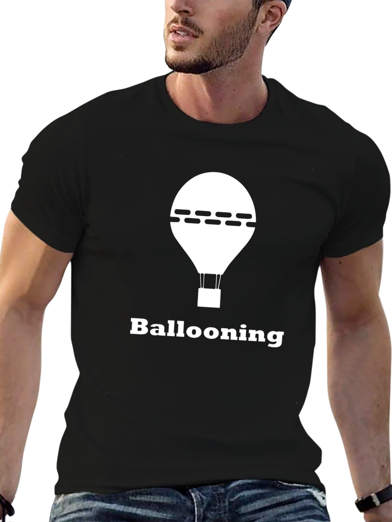 Ballooning Graphic Tee - Black Cotton T-Shirt
