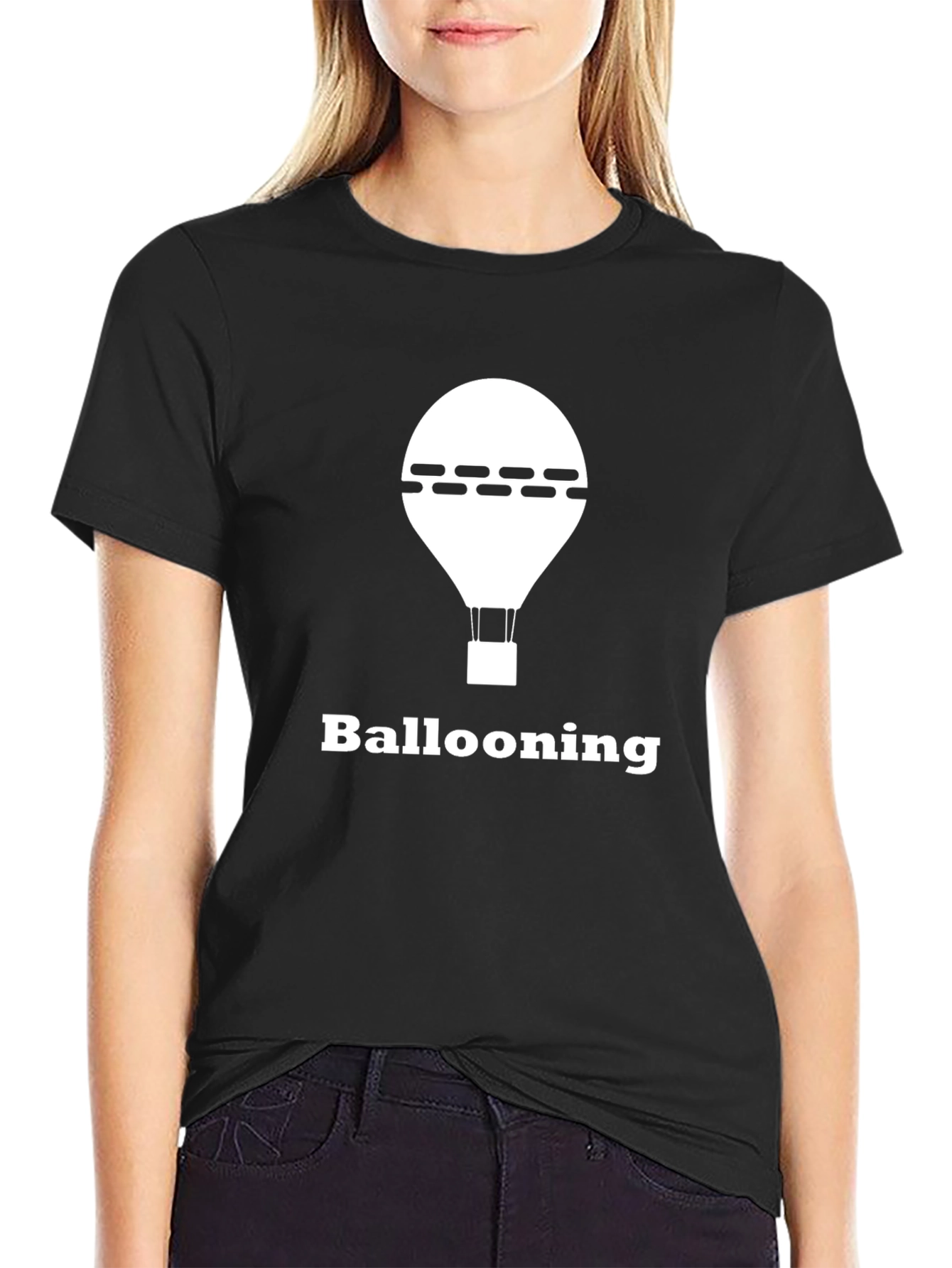 Ballooning Graphic Tee - Black Cotton T-Shirt