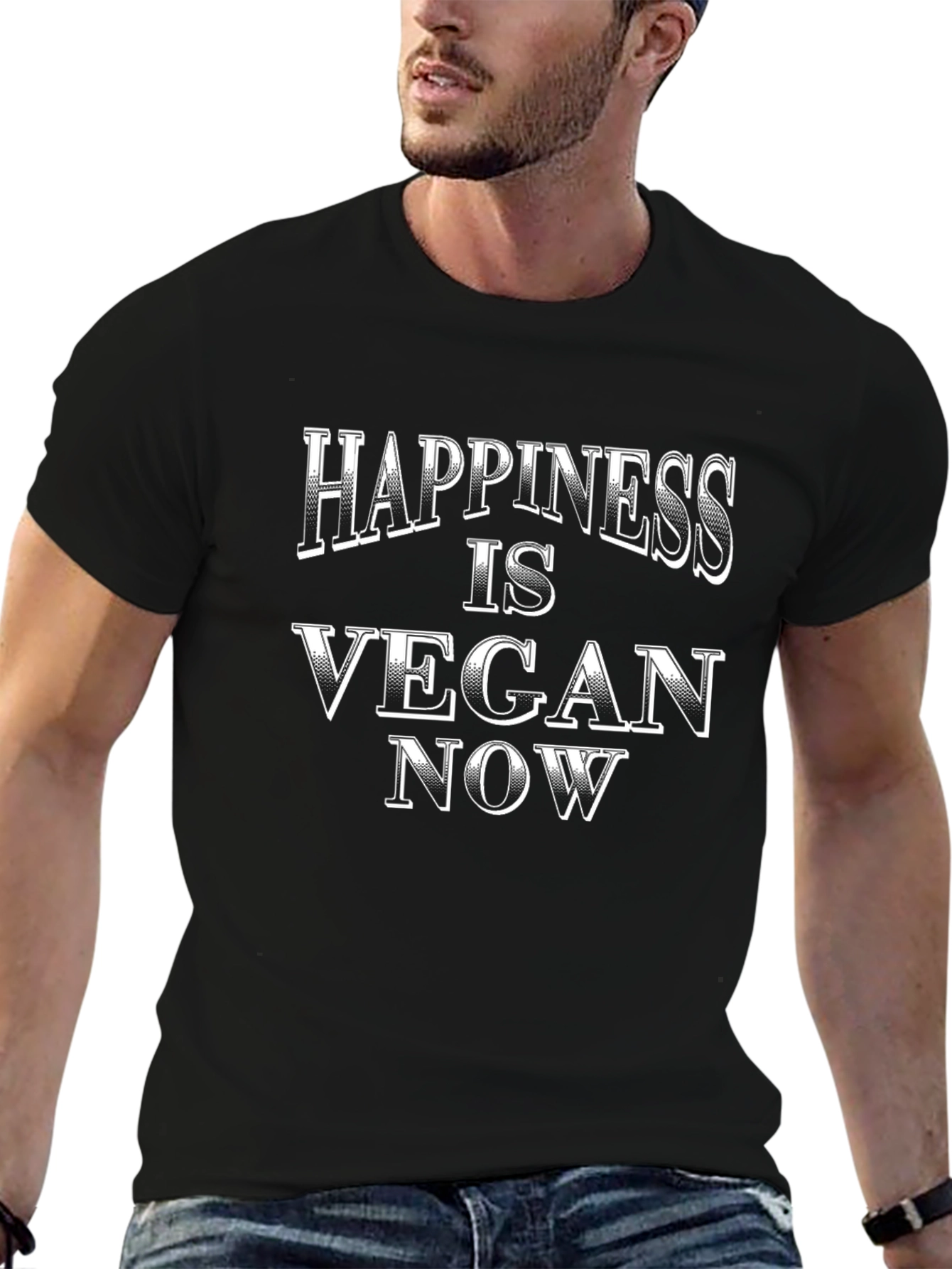 Happiness is Vegan Now - Graphic T-Shirt