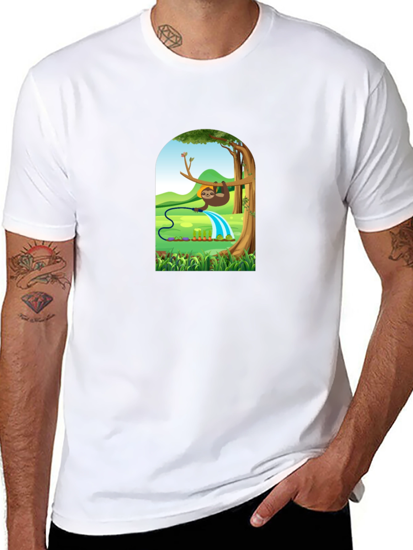 Sloth Gardener Graphic Tee - Black