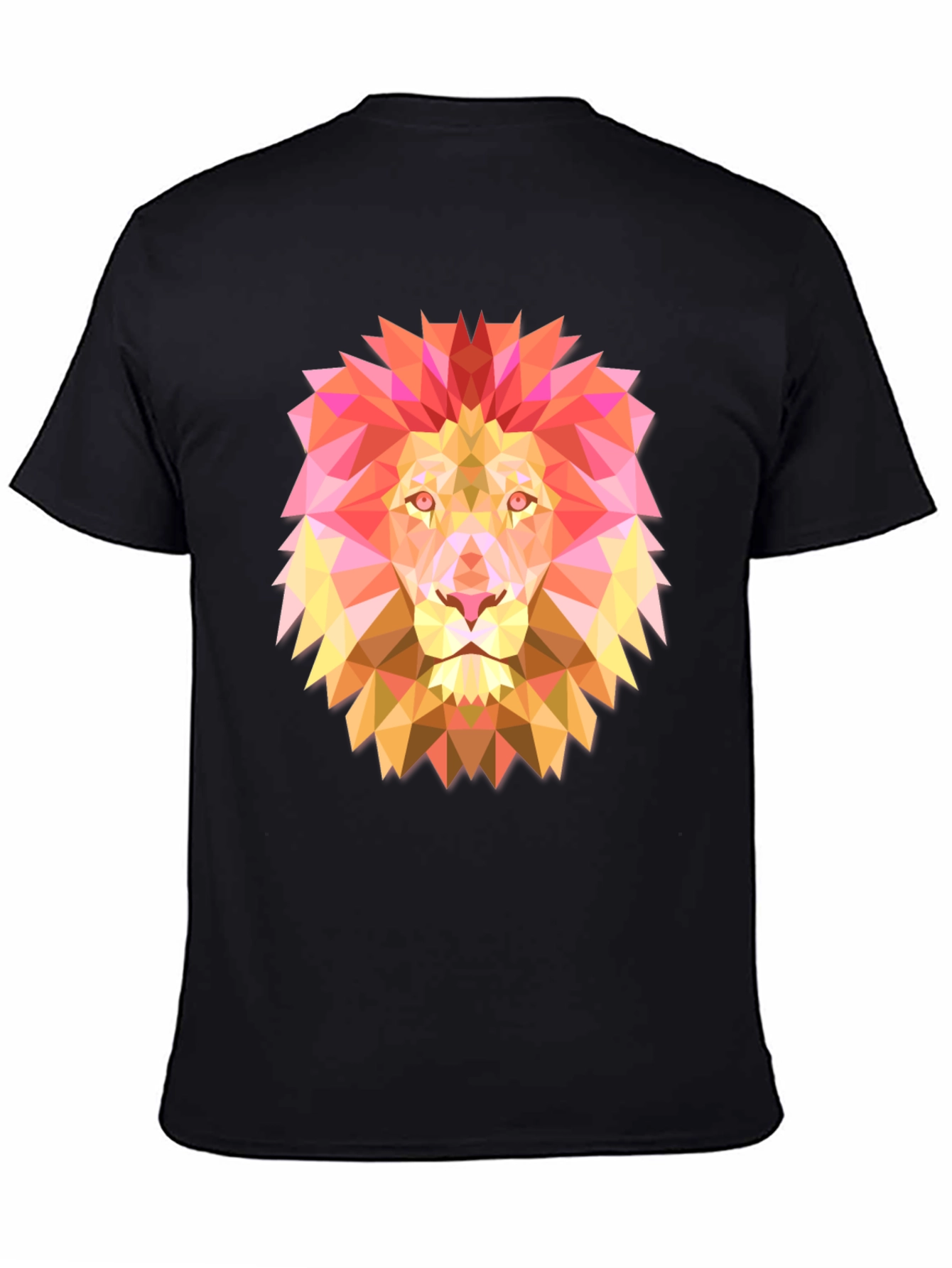 Geometric Lion Graphic Tee - Modern Black T-Shirt