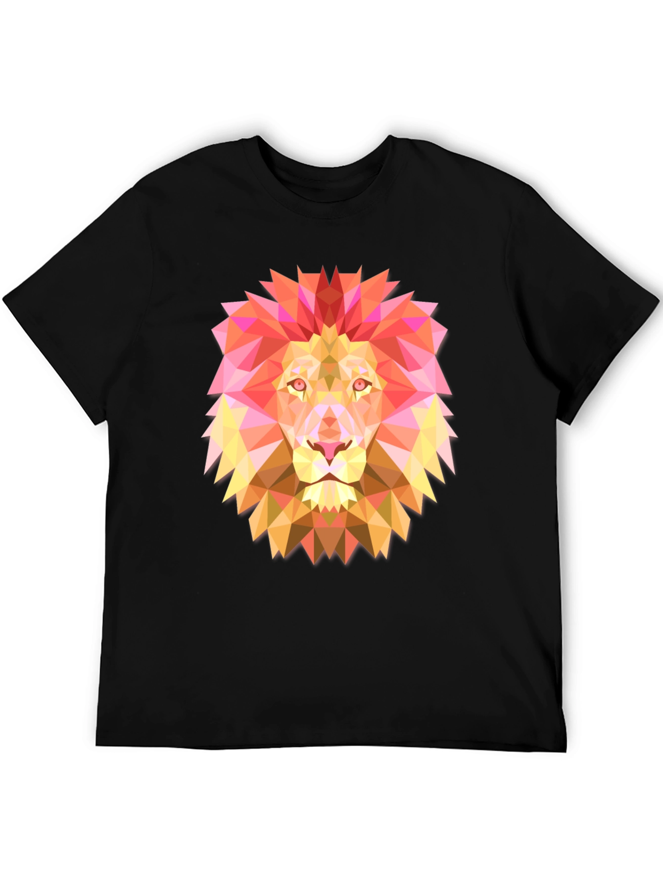 Geometric Lion Graphic Tee - Modern Black T-Shirt