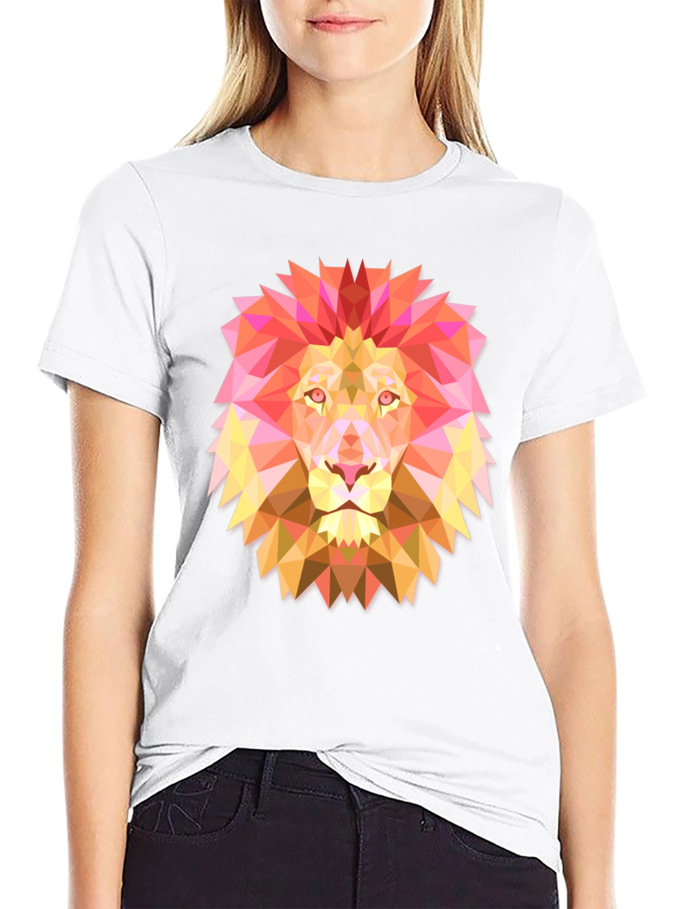 Geometric Lion Graphic Tee - Modern Black T-Shirt
