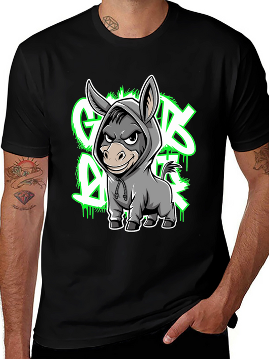 Graphic Tee - Cartoon Donkey in Hoodie
