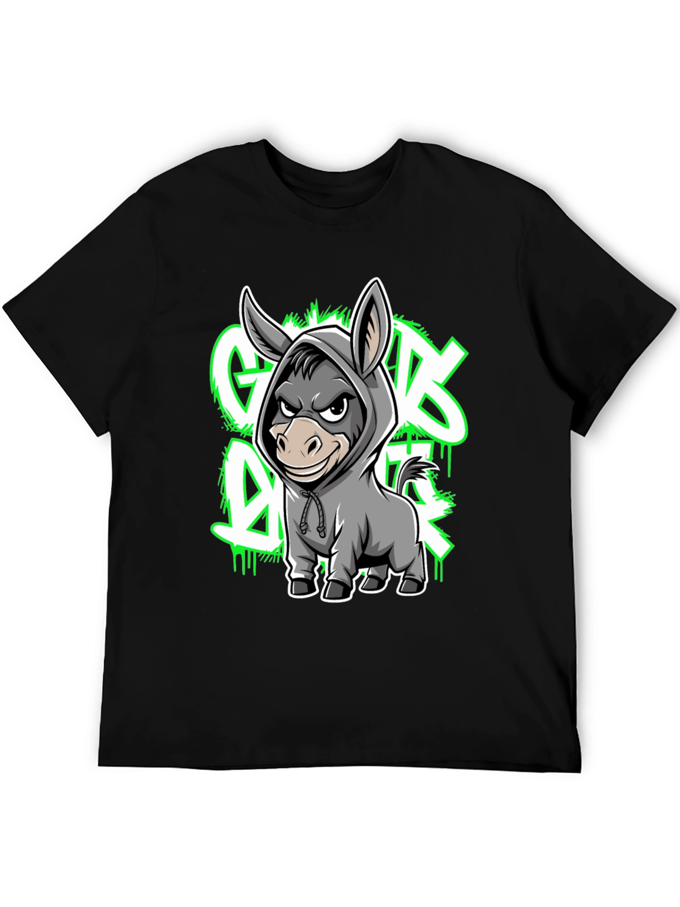 Graphic Tee - Cartoon Donkey in Hoodie
