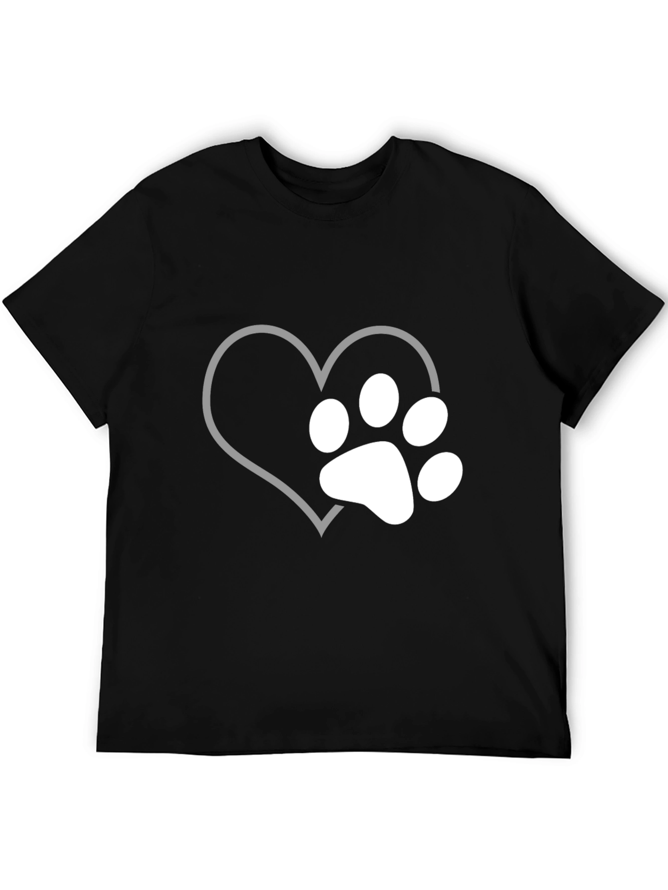 Heart Paw Print Tee - Black Cotton Comfort