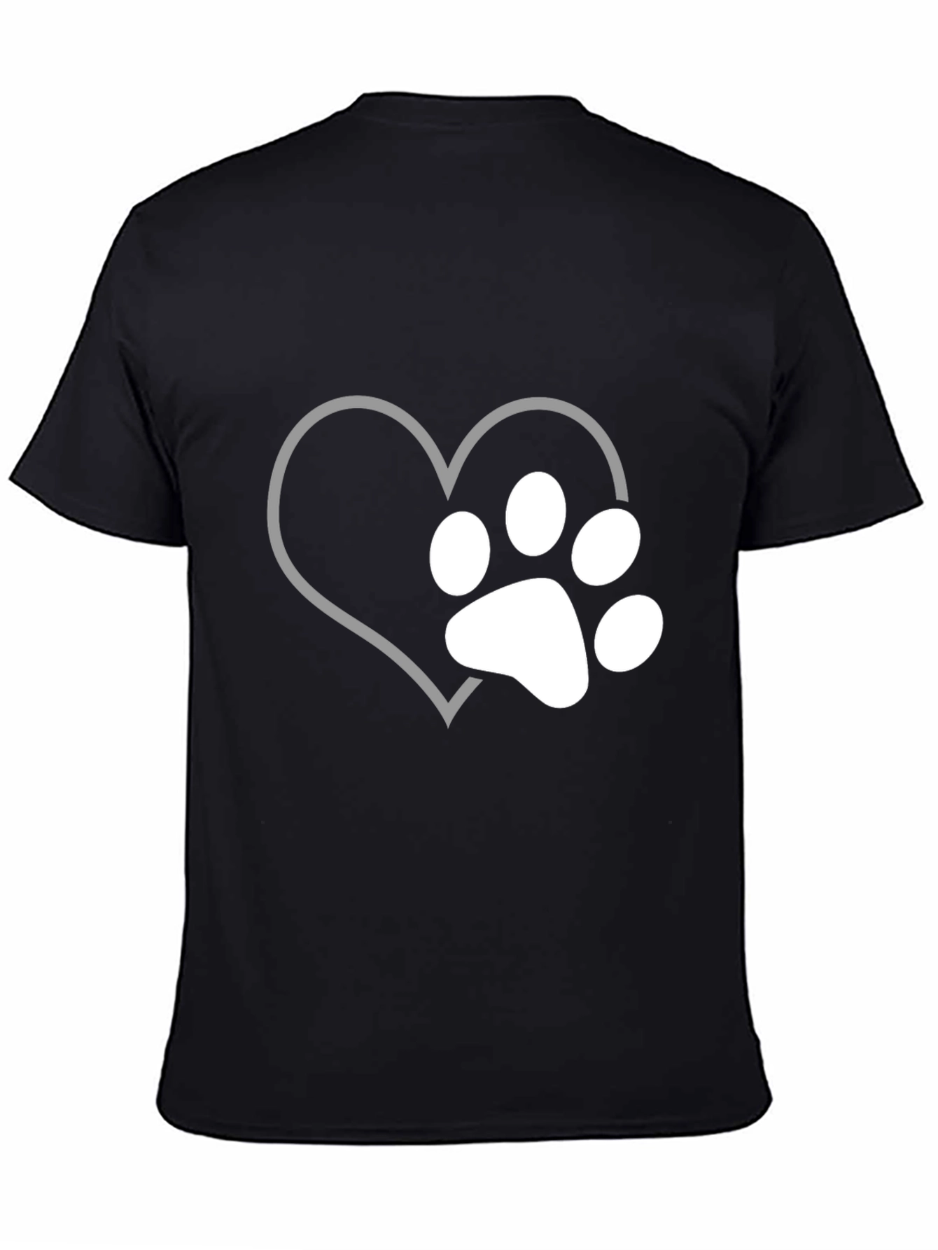 Heart Paw Print Tee - Black Cotton Comfort
