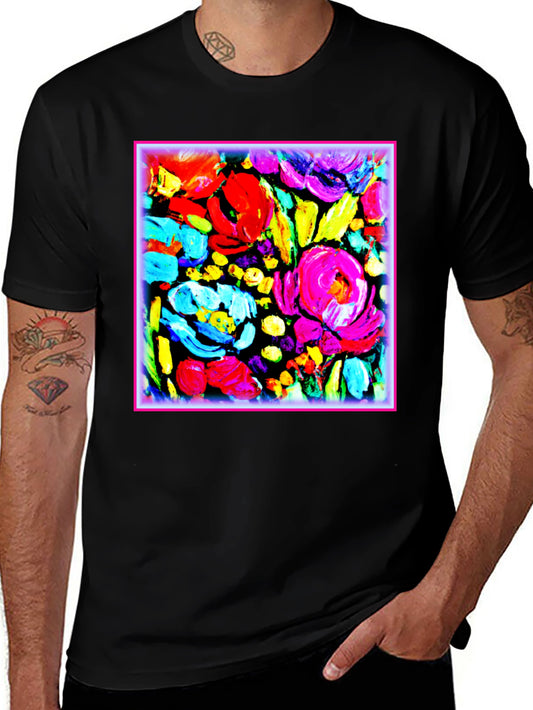 Abstract Floral Art T-Shirt - Vivid Colors Modern Style