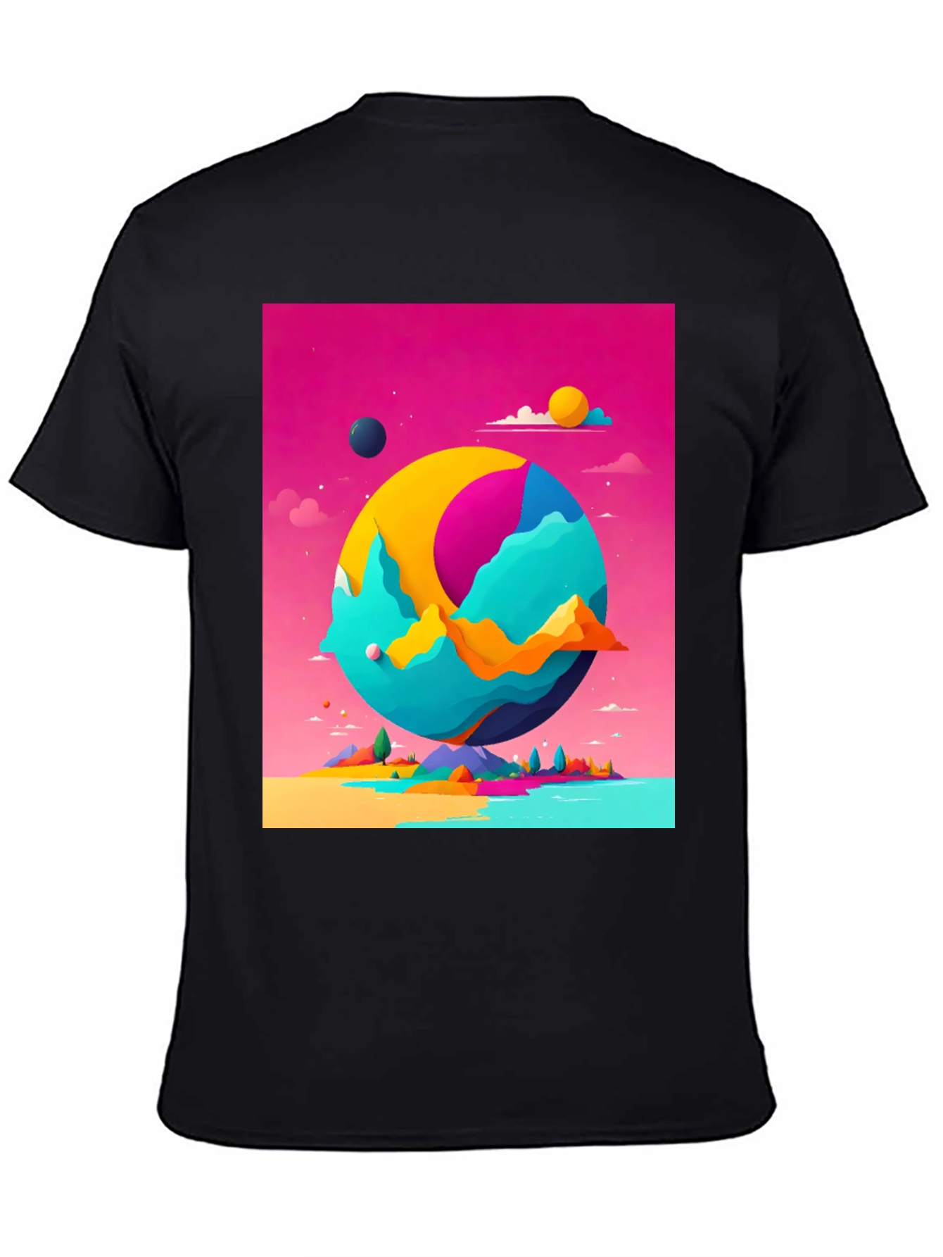 Abstract World Graphic Tee - Black Cotton