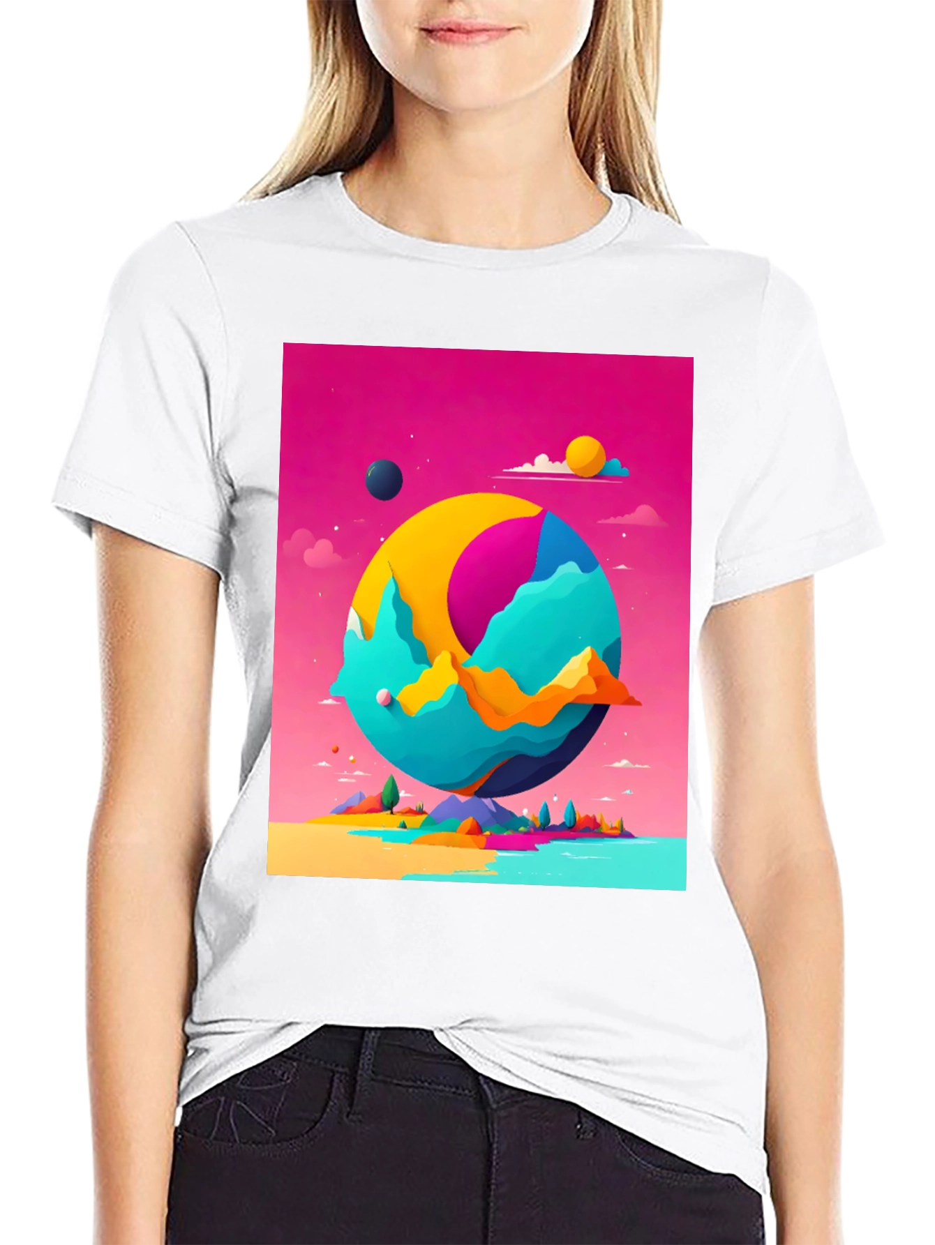 Abstract World Graphic Tee - Black Cotton