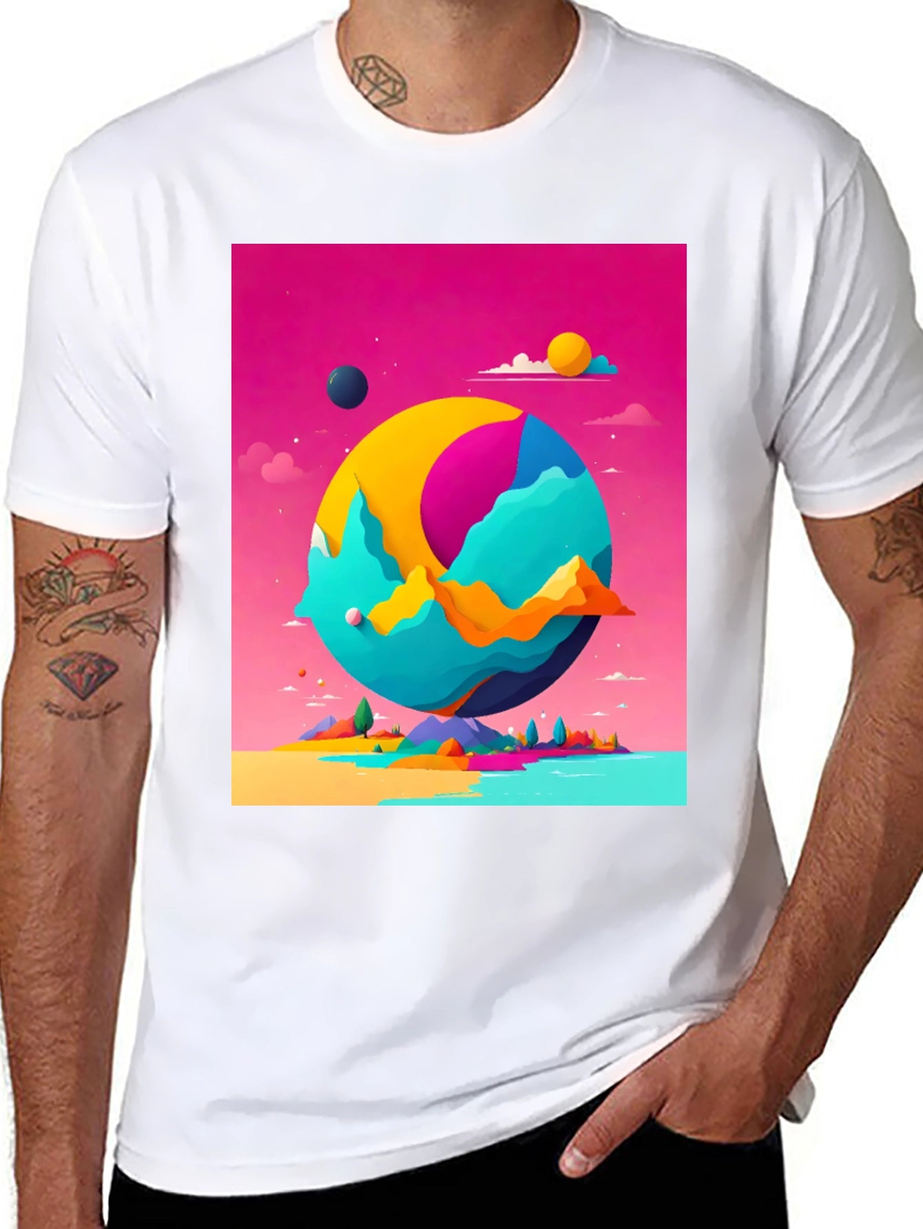 Abstract World Graphic Tee - Black Cotton