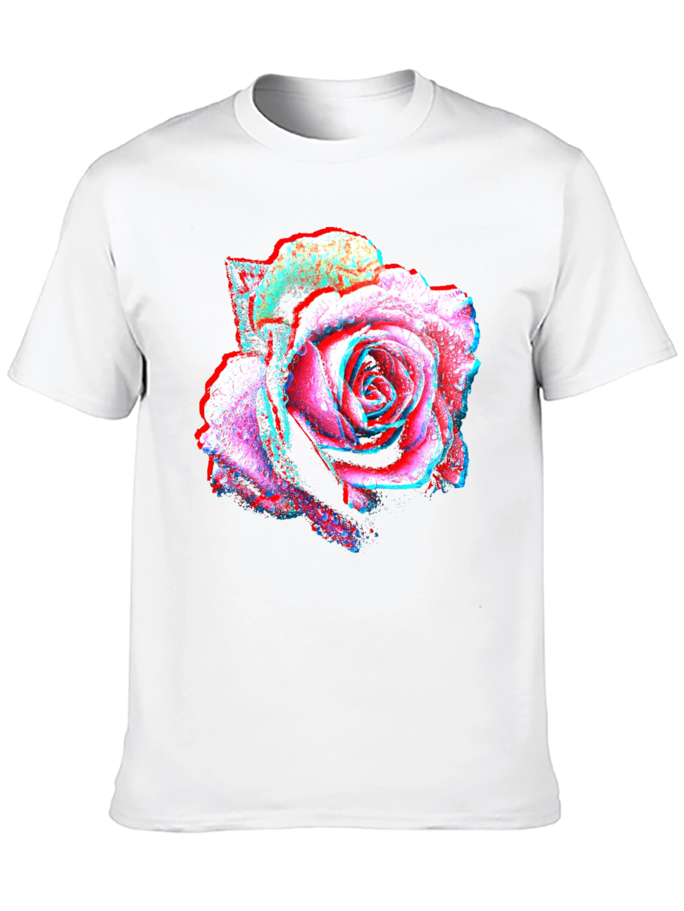 3D Rose Graphic Black T-Shirt