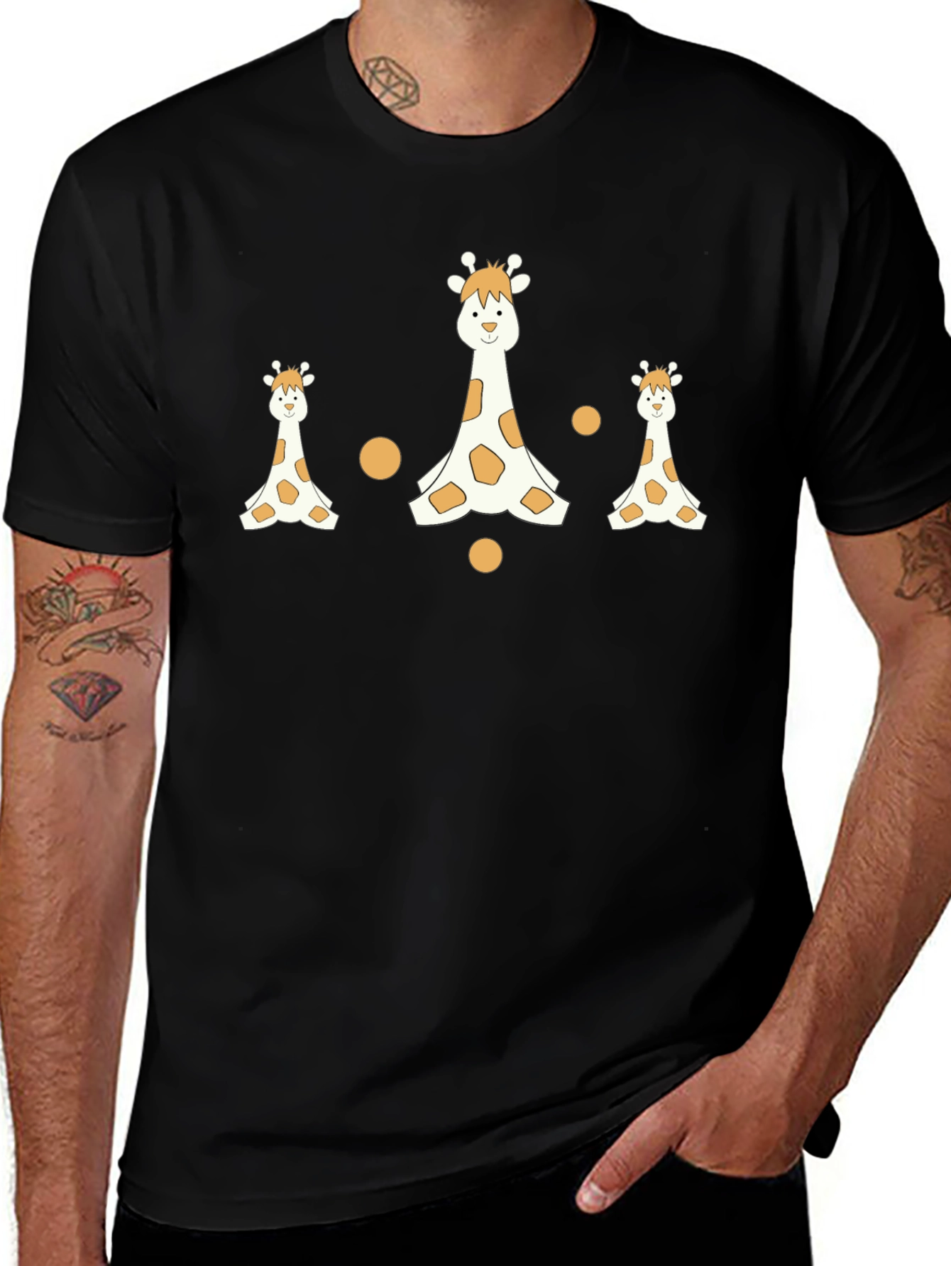 Giraffe Print Black T-Shirt