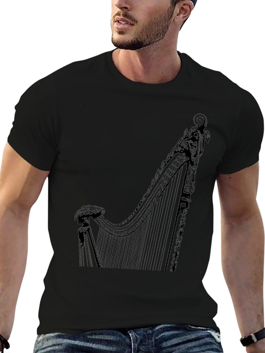 Harp Graphic Black T-Shirt | Musician Style