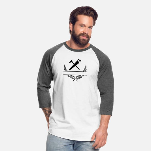 Hammer and saw in laurel wreath